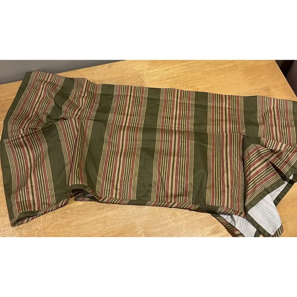 WAVERLY Classics Sweetwater Stripe Olive Green Amanda Curtain Valance 80x17